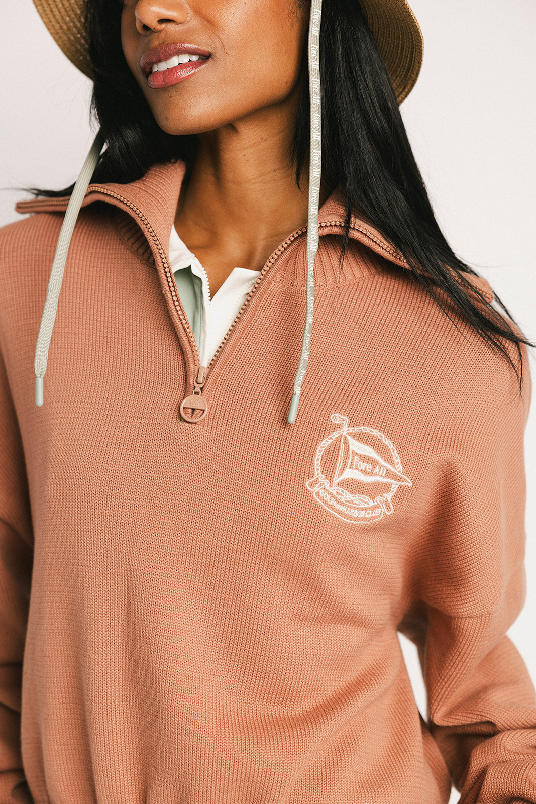 Nautical Quarter Zip - Saddle